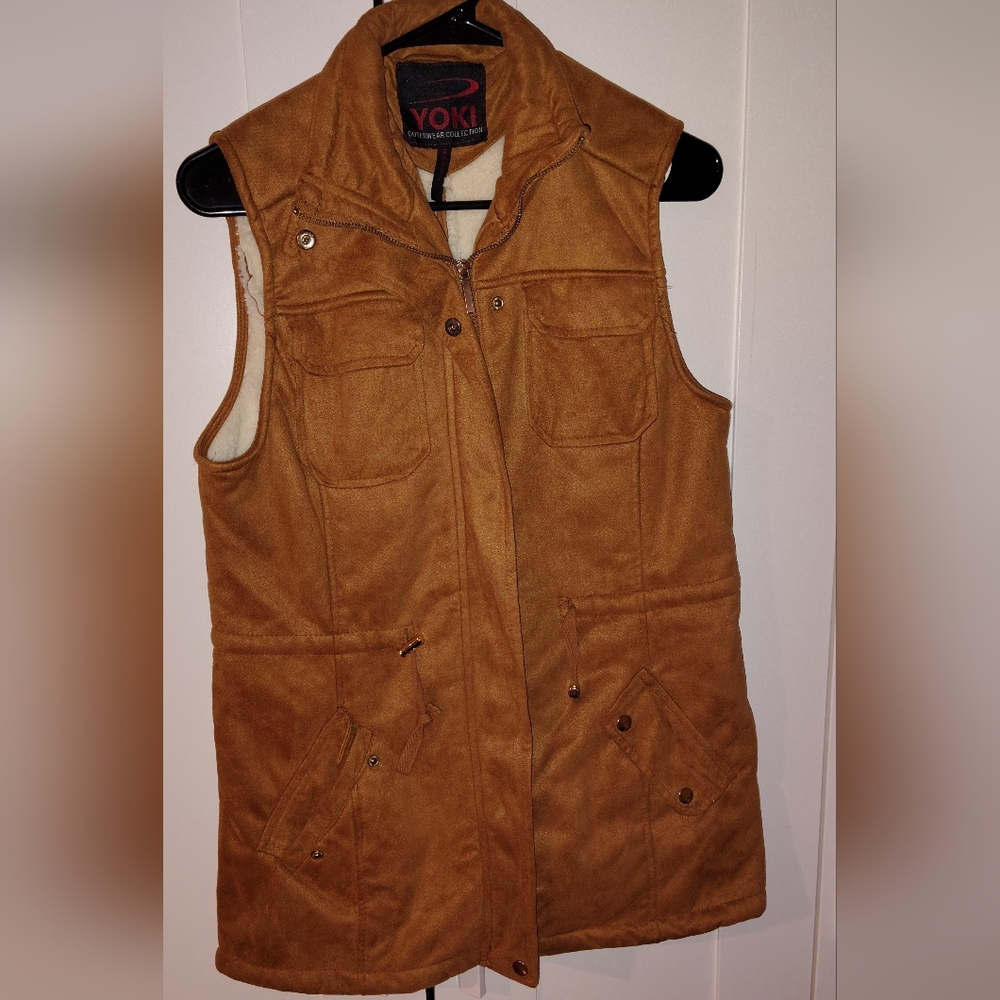 Yoki Tan Suede Utility Vest
